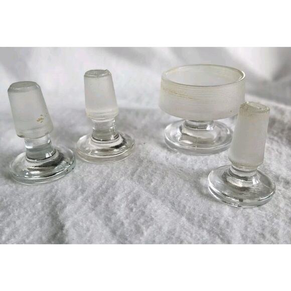 Glass BOTTLE STOPPERS Mixed Lot of 4 Used Apothecary Jar Stoppers - Picture 6 of 7
